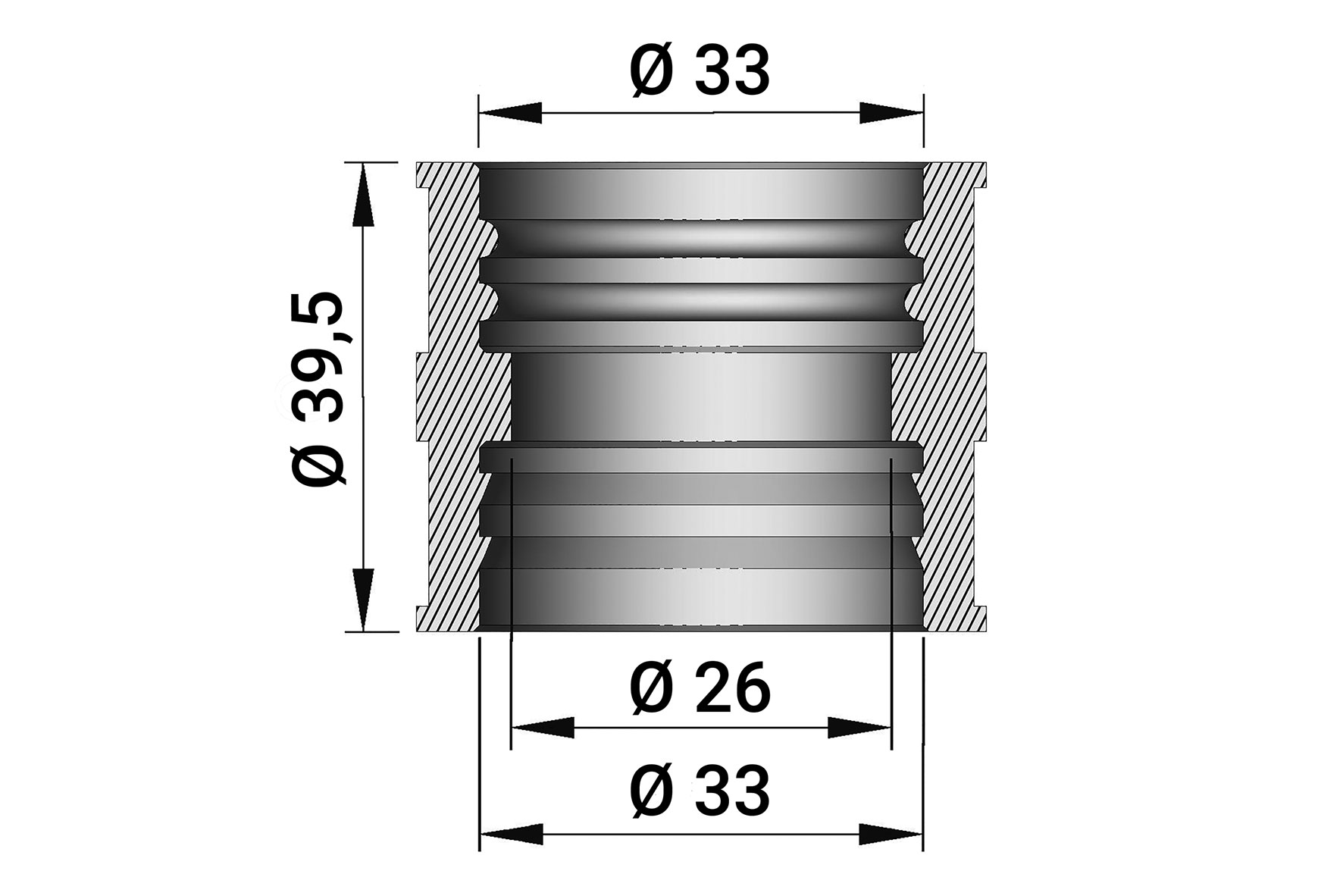 Intake rubber for VHB 24-26 F (39,5 mm) carburettors